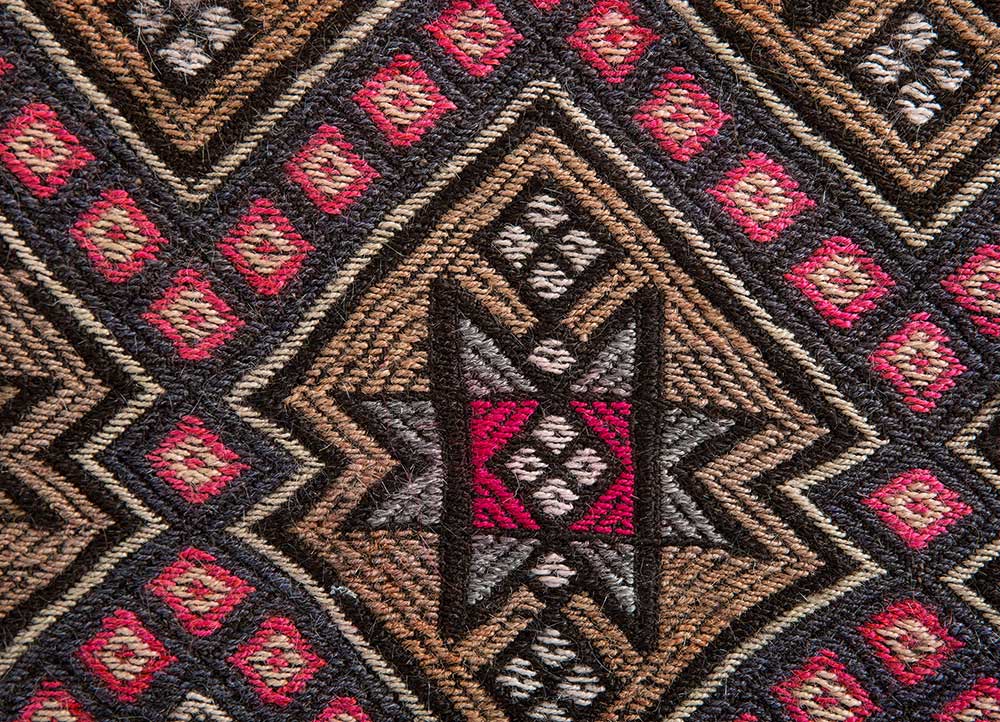 nuray beige and brown wool hand knotted Rug - CloseUp