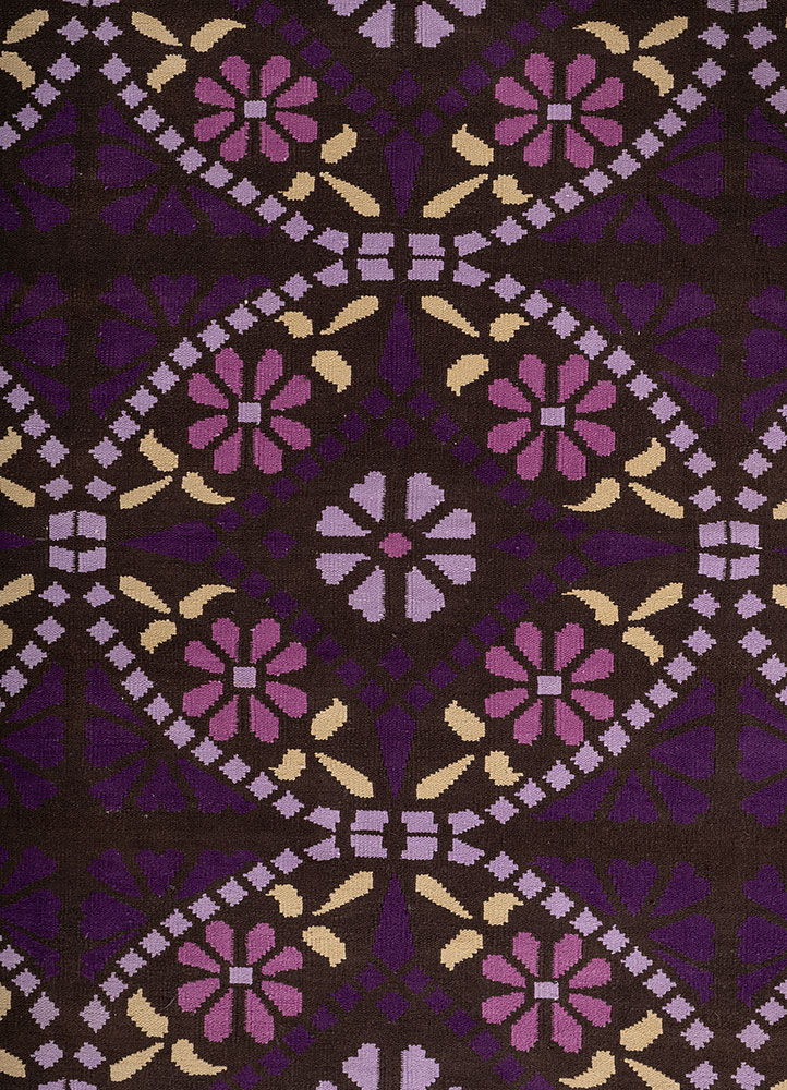 indusbar pink and purple rayon chenille flat weaves Rug - CloseUp
