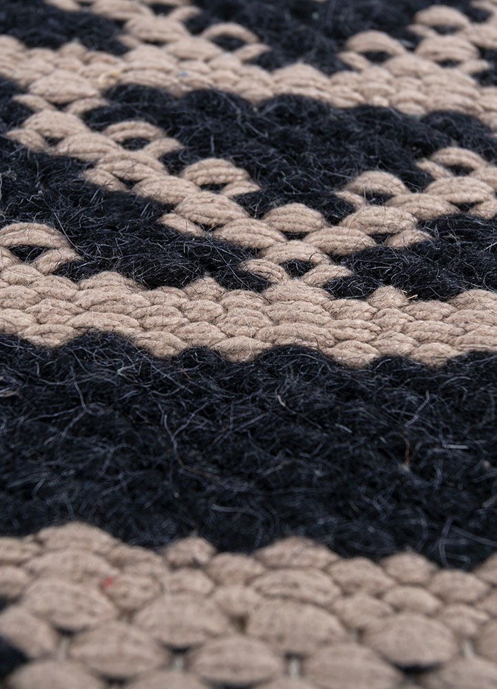 abrash grey and black wool flat weaves Rug - CloseUp