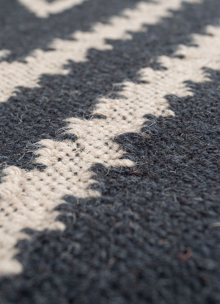 bedouin blue wool flat weaves Rug - CloseUp