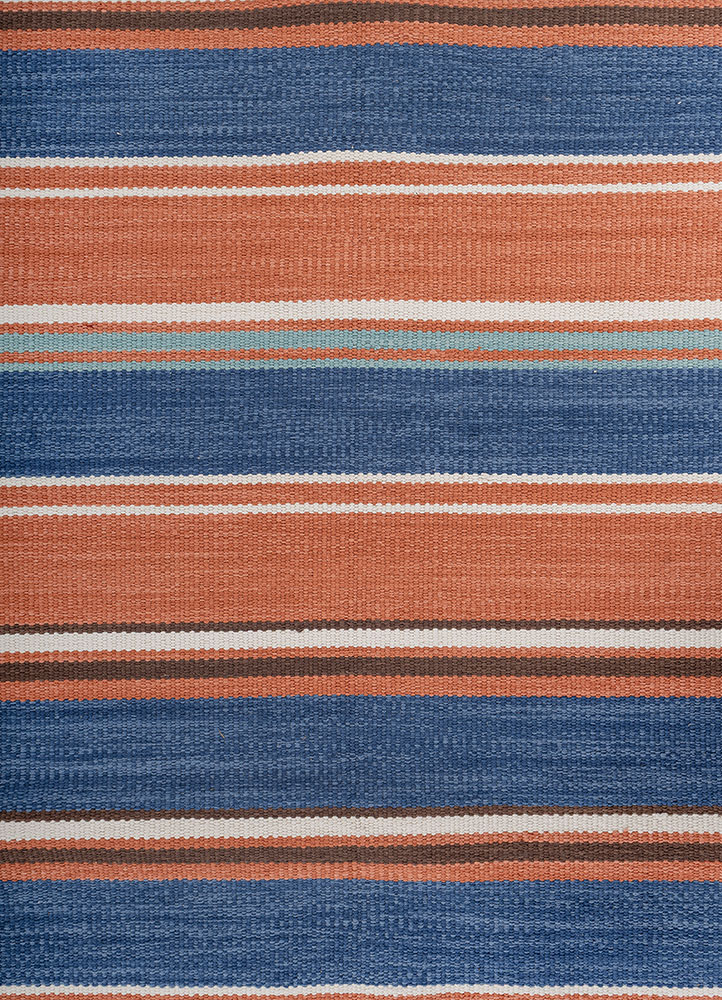indusbar blue wool flat weaves Rug - CloseUp