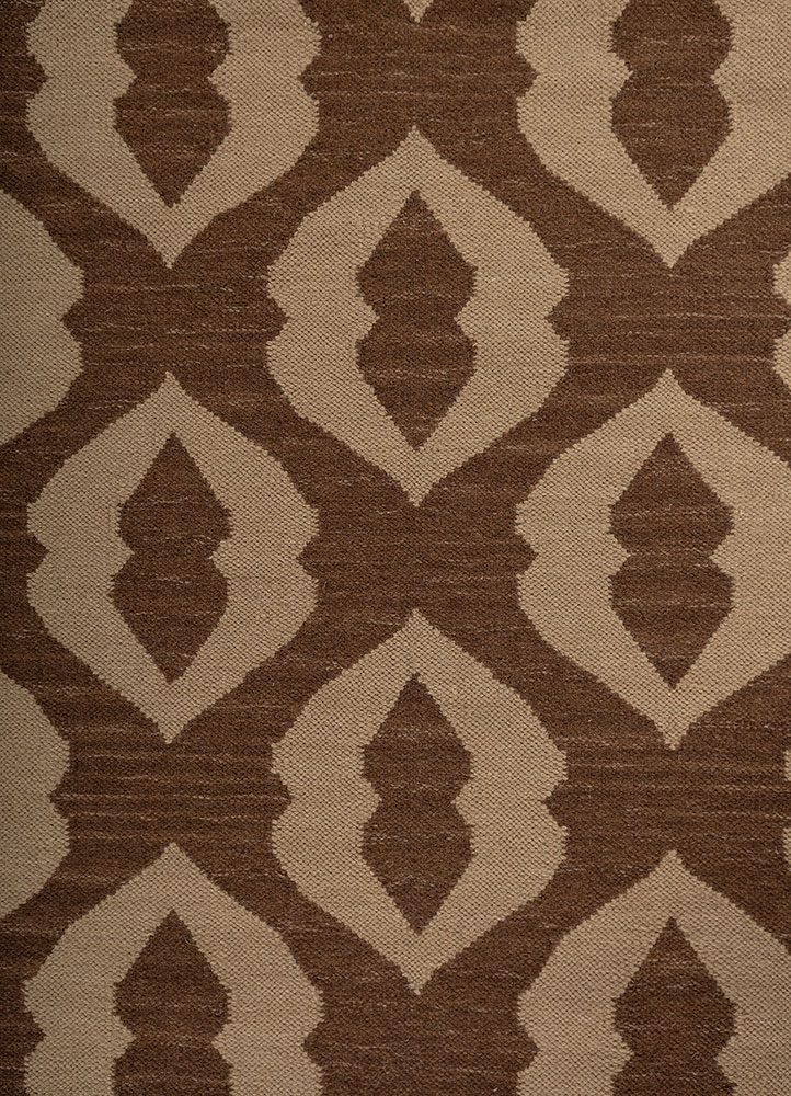 indusbar beige and brown wool flat weaves Rug - CloseUp