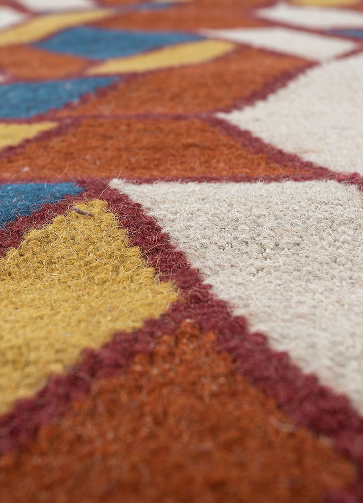 bedouin gold wool flat weaves Rug - CloseUp