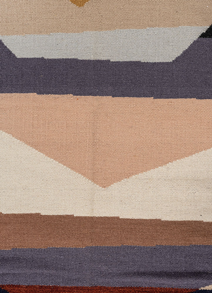 indusbar blue wool flat weaves Rug - CloseUp