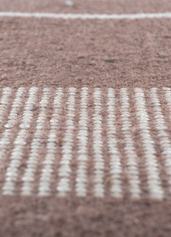 indusbar beige and brown wool flat weaves Rug - CloseUp