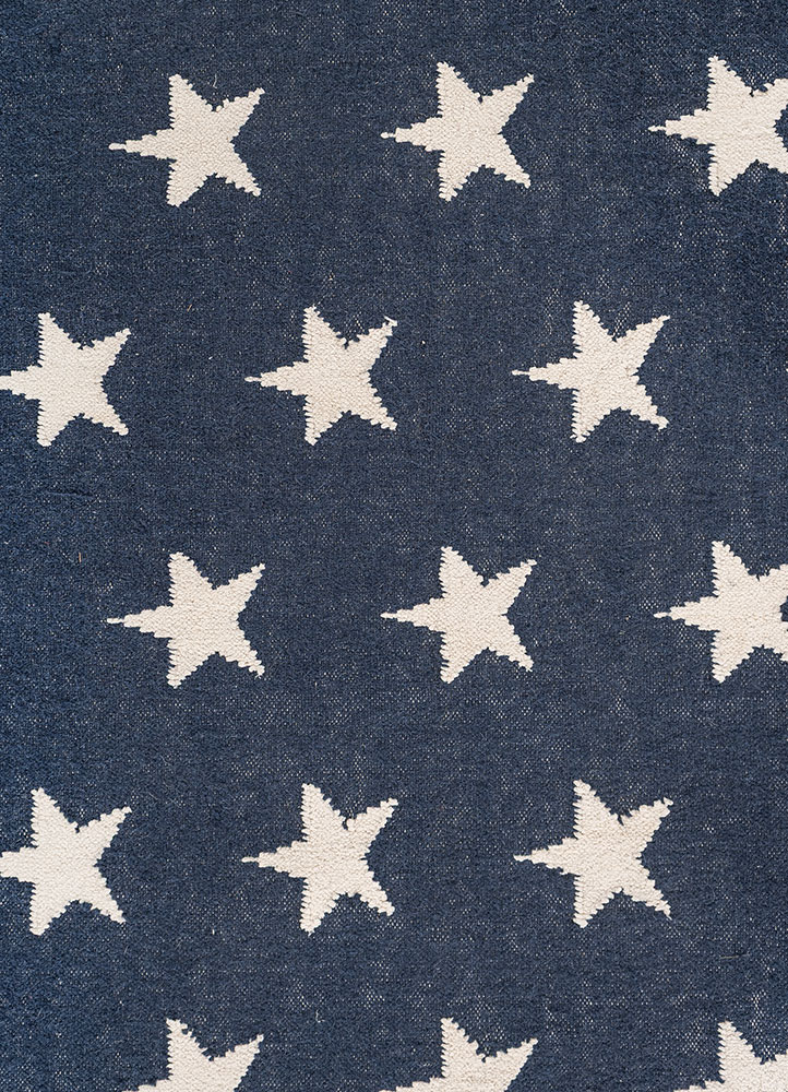 indusbar blue wool flat weaves Rug - CloseUp