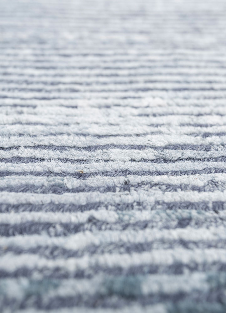 entropy blue viscose hand knotted Rug - CloseUp