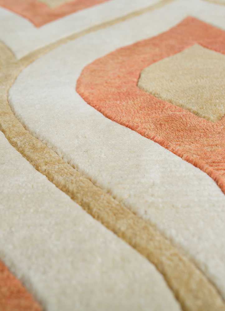 azalea ivory wool and viscose hand knotted Rug - CloseUp