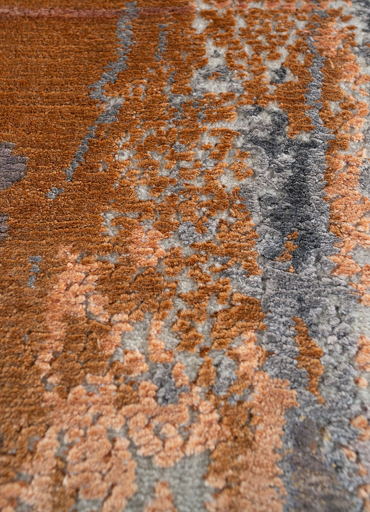 entropy grey and black wool and viscose hand knotted Rug - CloseUp