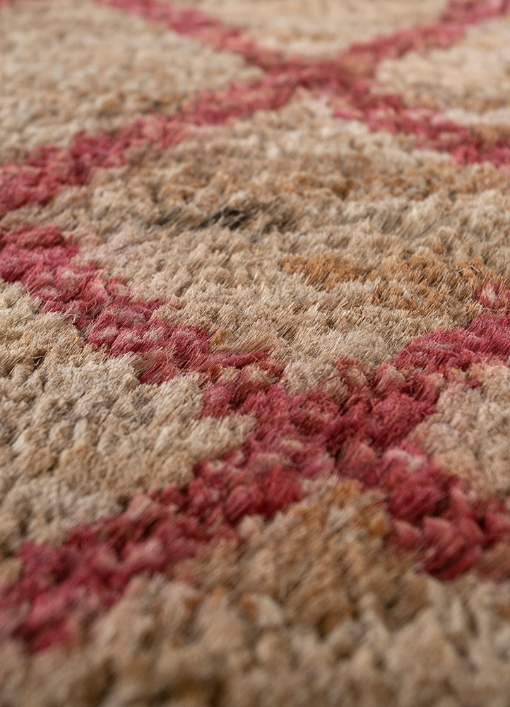 hula beige and brown jute and hemp hand knotted Rug - CloseUp