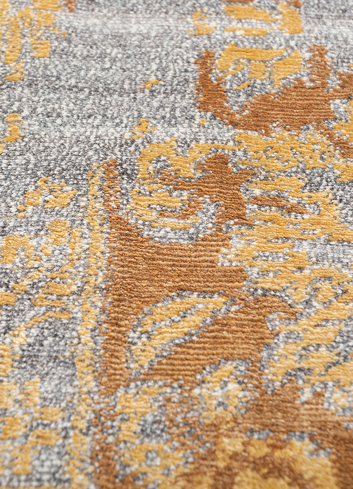 far east red and orange bamboo silk hand knotted Rug - CloseUp