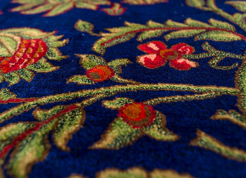 gulmarg blue silk hand knotted Rug - CloseUp