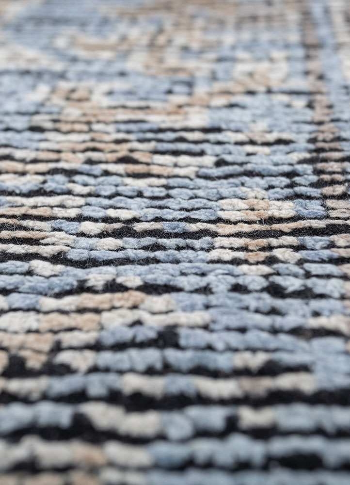 gulmarg blue silk hand knotted Rug - CloseUp
