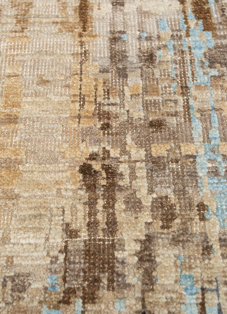aprezo blue silk hand knotted Rug - CloseUp