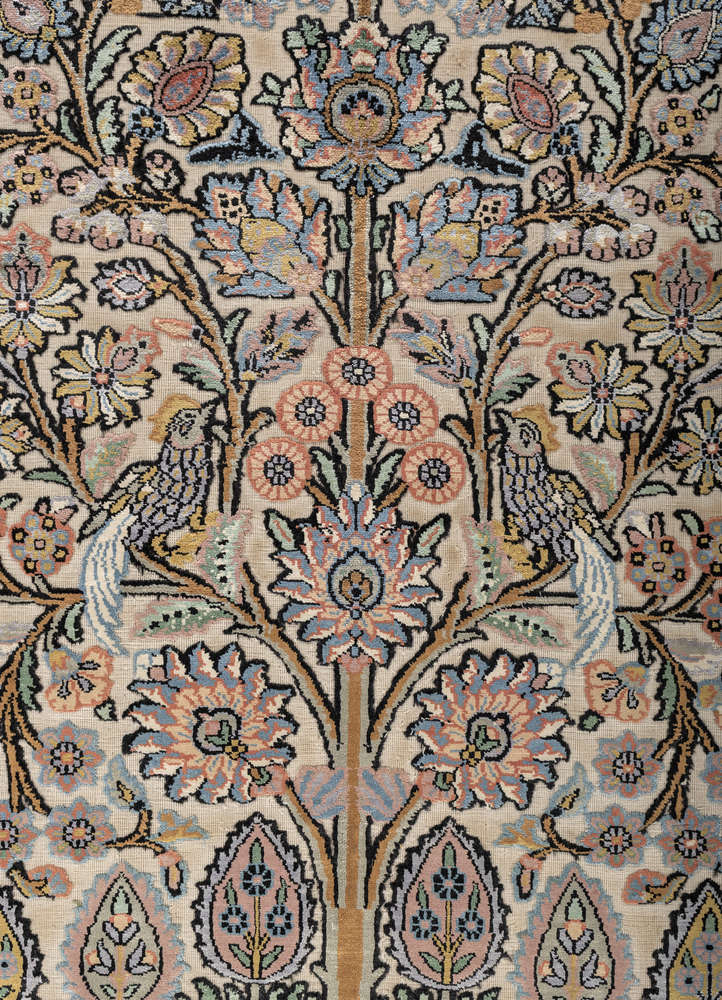 gulmarg blue silk hand knotted Rug - CloseUp