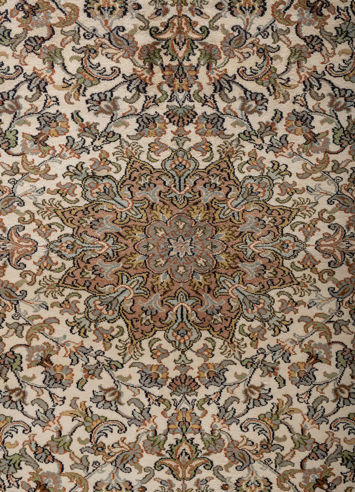 gulmarg blue silk hand knotted Rug - CloseUp