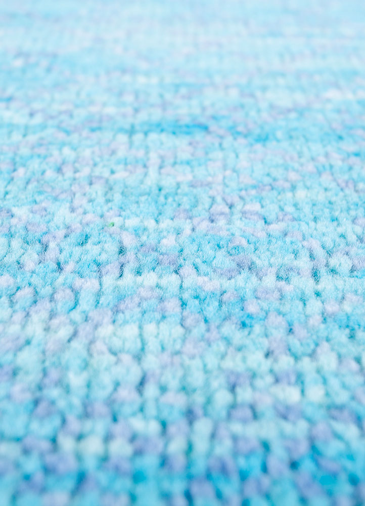 kairos blue wool hand knotted Rug - CloseUp