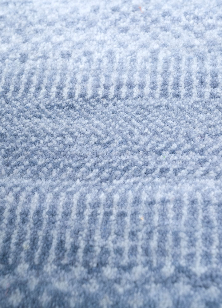 kairos blue wool hand knotted Rug - CloseUp