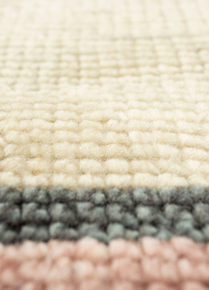 thyme beige and brown wool hand knotted Rug - CloseUp