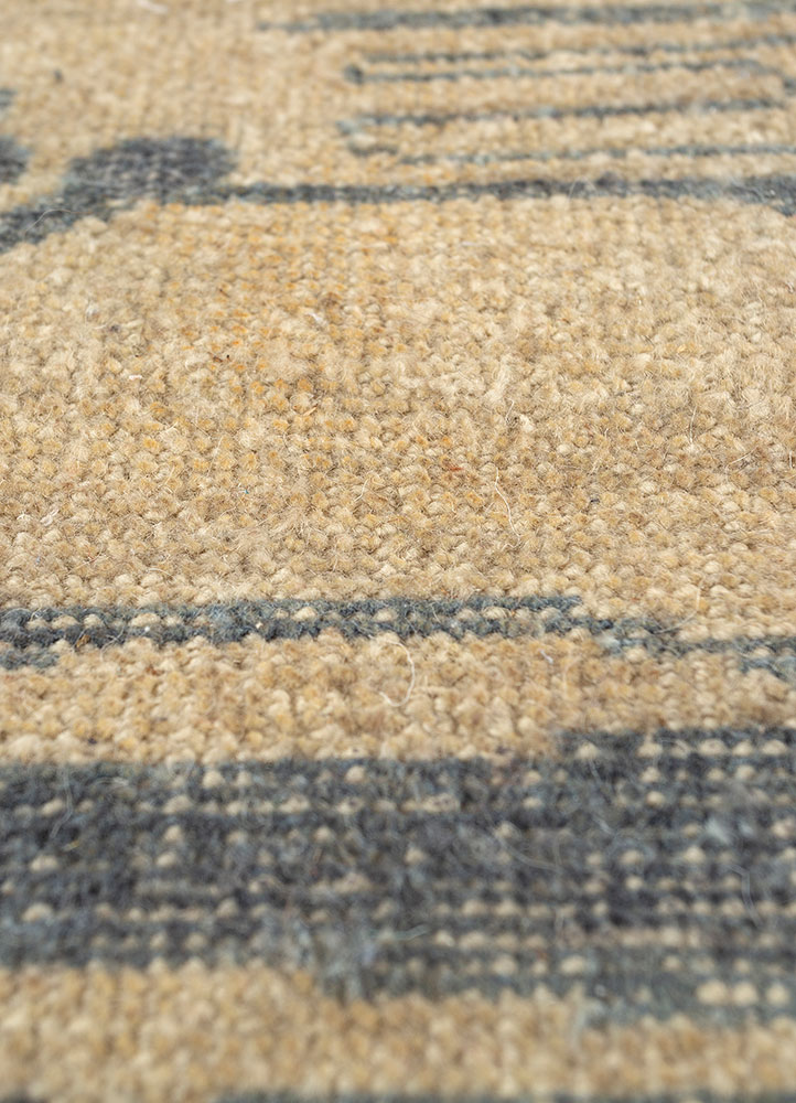 aprezo blue wool hand knotted Rug - CloseUp