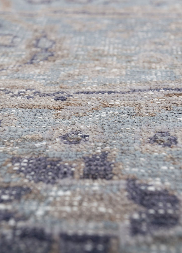 erbe blue wool hand knotted Rug - CloseUp