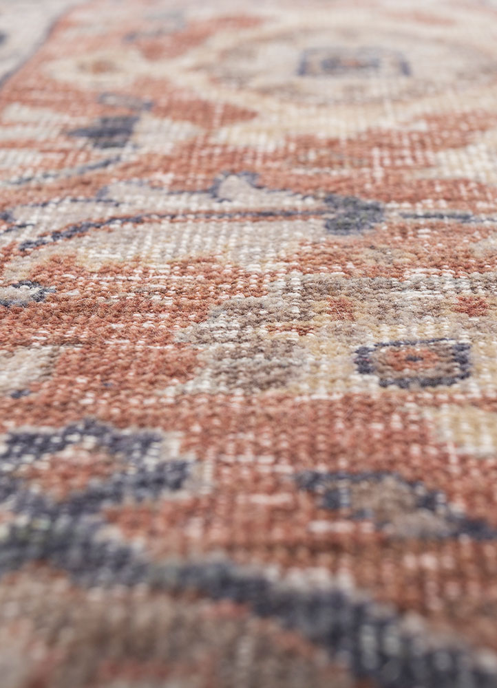 erbe beige and brown wool hand knotted Rug - CloseUp