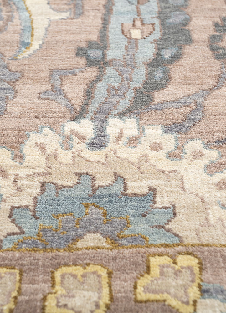 cyanna beige and brown wool hand knotted Rug - CloseUp