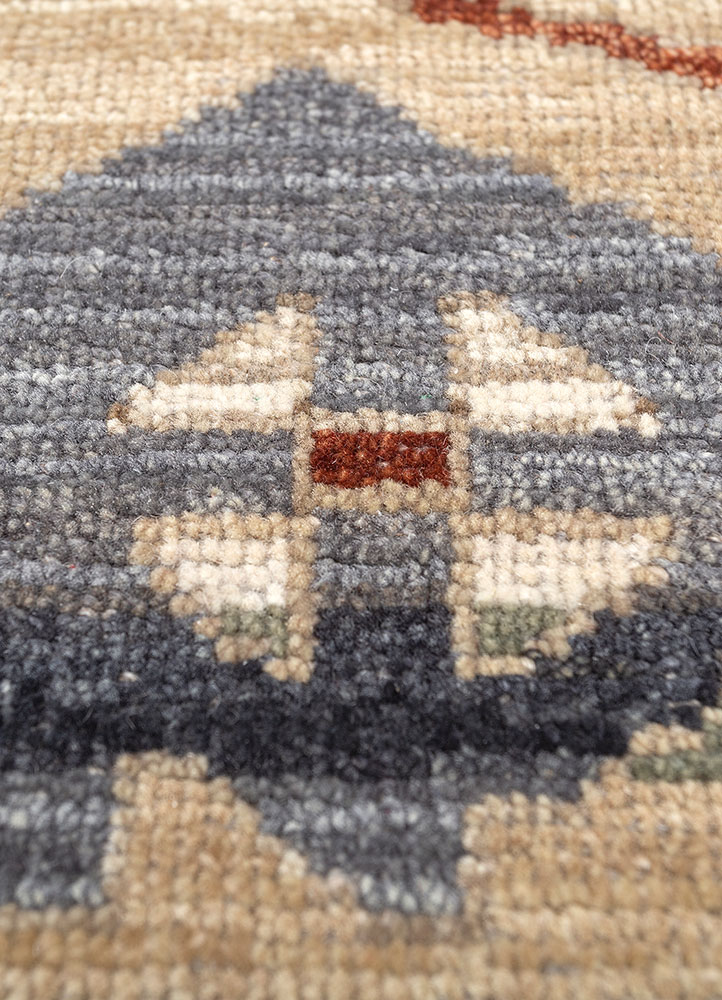 cyanna blue wool hand knotted Rug - CloseUp