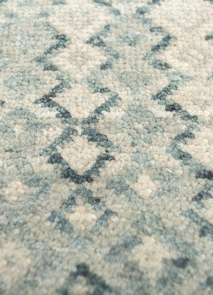 kairos blue wool hand knotted Rug - CloseUp