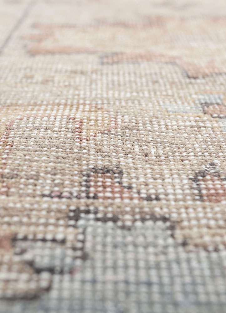 cyanna beige and brown wool hand knotted Rug - CloseUp
