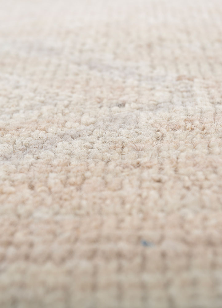 thyme pink and purple wool hand knotted Rug - CloseUp