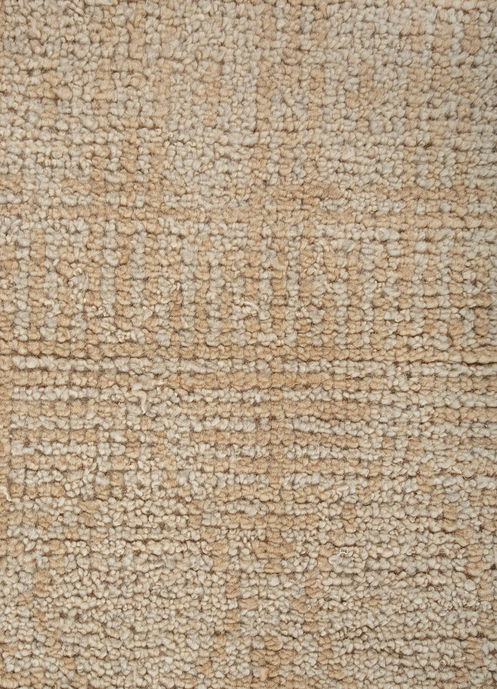 thyme beige and brown wool hand knotted Rug - CloseUp