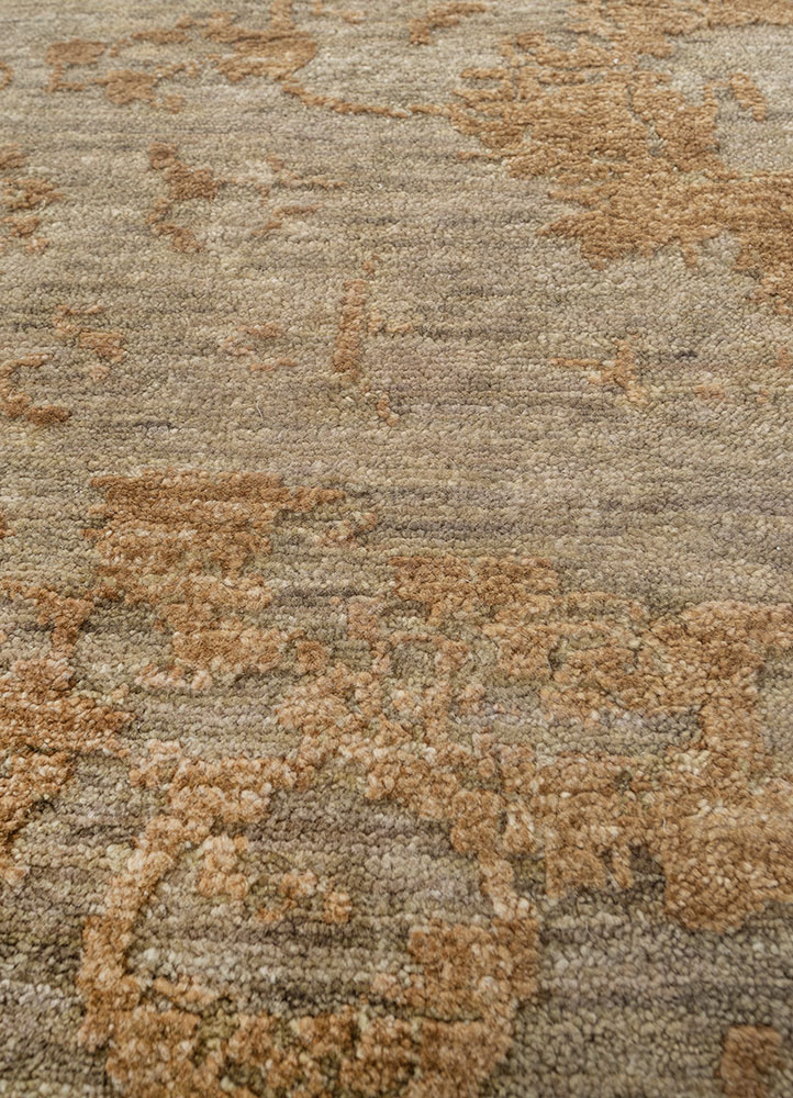 erbe green wool hand knotted Rug - CloseUp