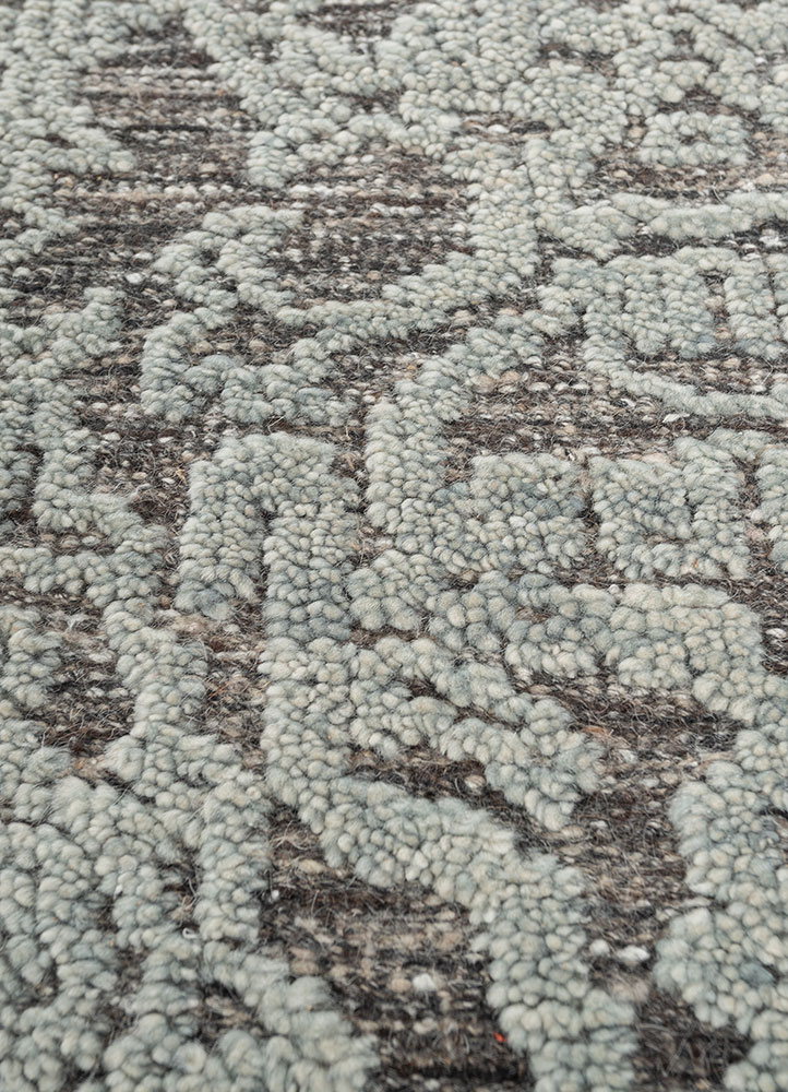 erbe beige and brown wool hand knotted Rug - CloseUp