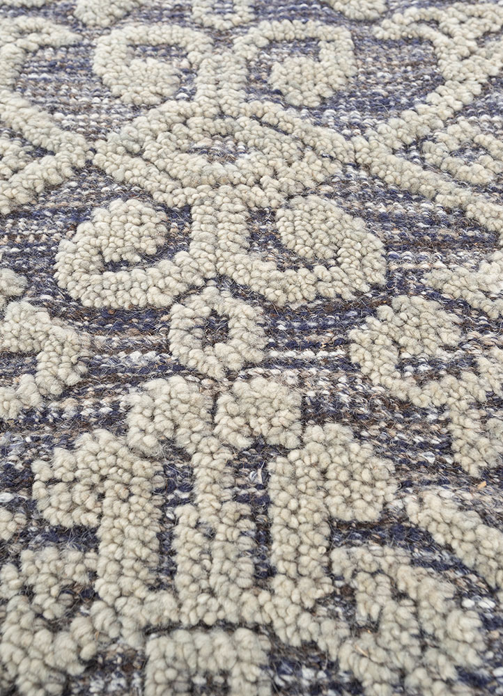 erbe beige and brown wool hand knotted Rug - CloseUp