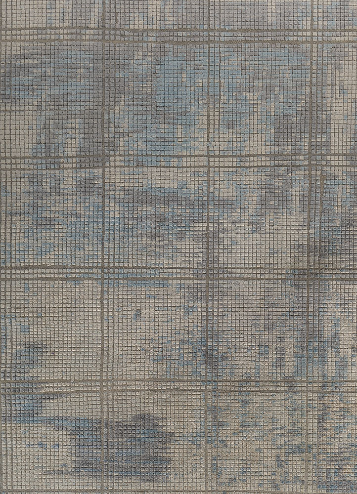 uvenuti blue wool and silk hand knotted Rug - CloseUp