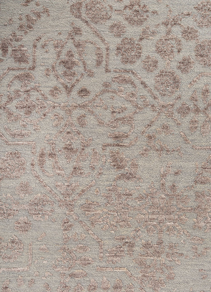 aurora grey and black wool and viscose hand knotted Rug - CloseUp