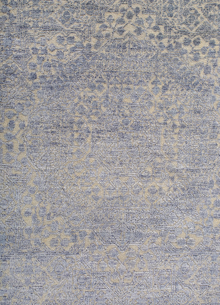aurora grey and black wool and viscose hand knotted Rug - CloseUp