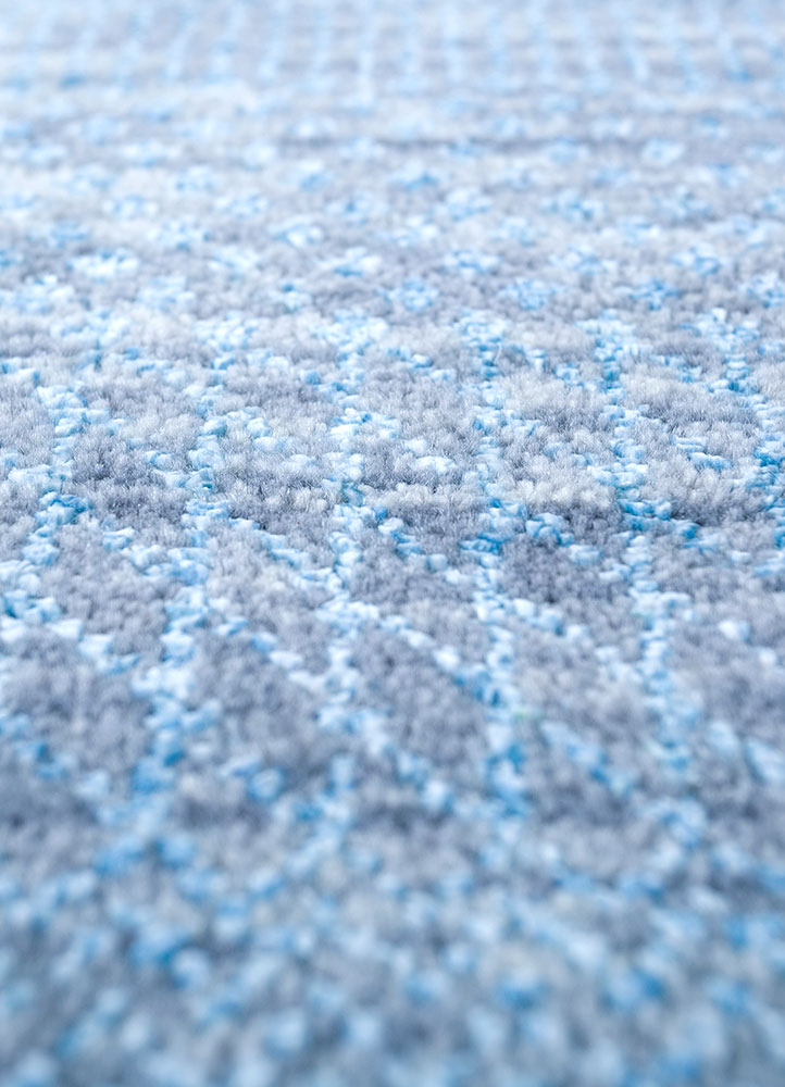 kairos blue wool and viscose hand knotted Rug - CloseUp