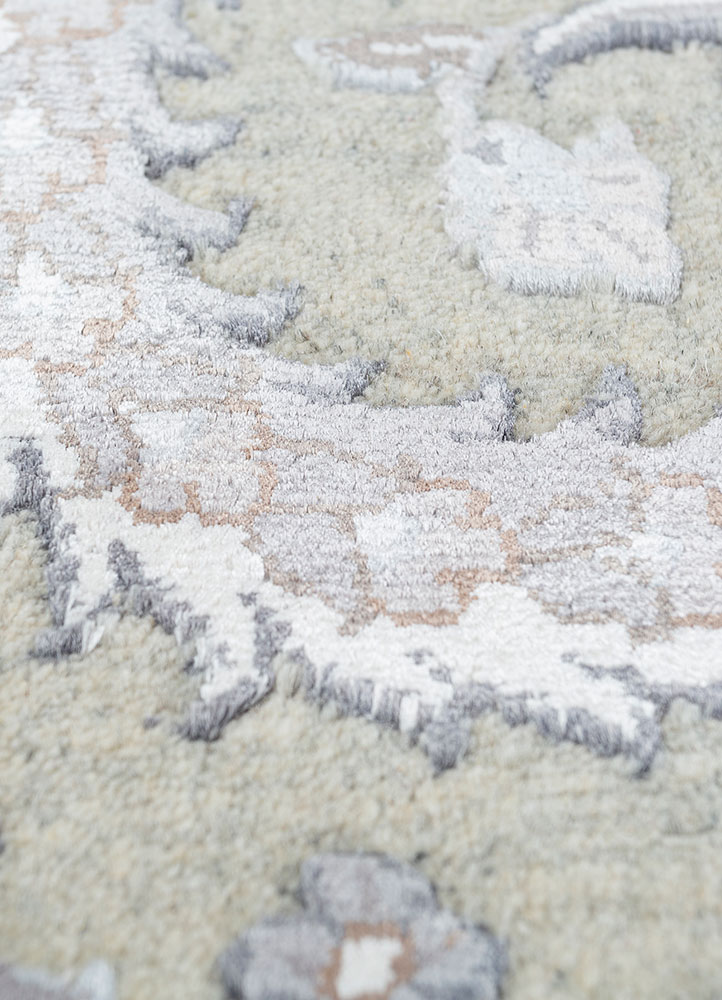 aurora beige and brown wool and viscose hand knotted Rug - CloseUp