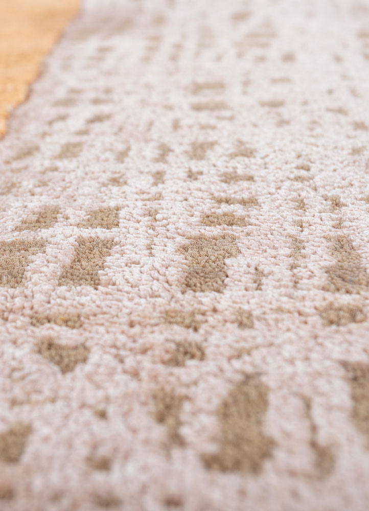 free verse by kavi beige and brown wool and silk hand knotted Rug - CloseUp