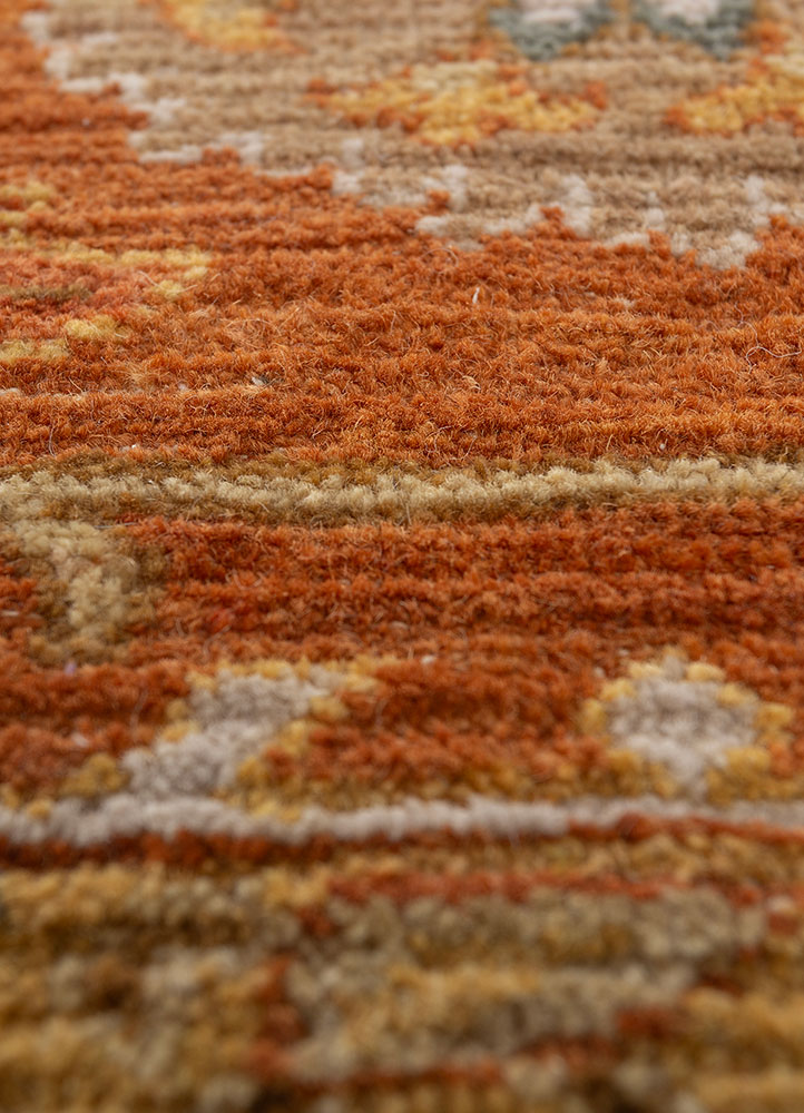 gulnar green wool hand knotted Rug - CloseUp