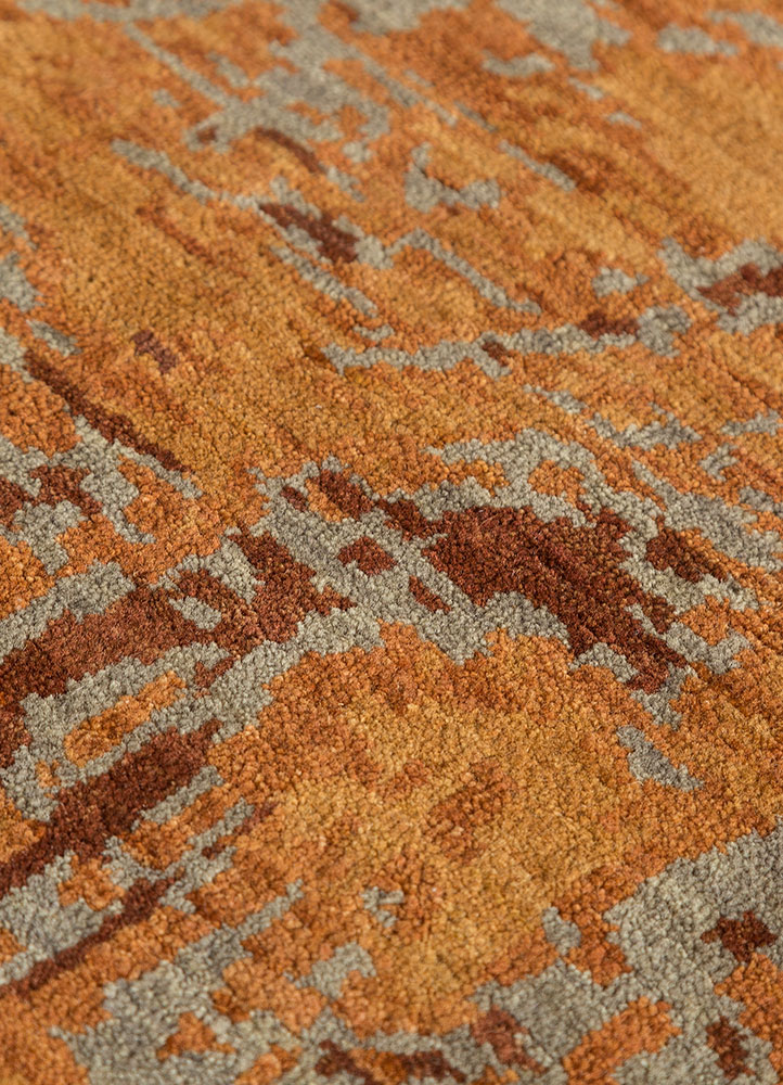 pansy red and orange wool hand knotted Rug - CloseUp