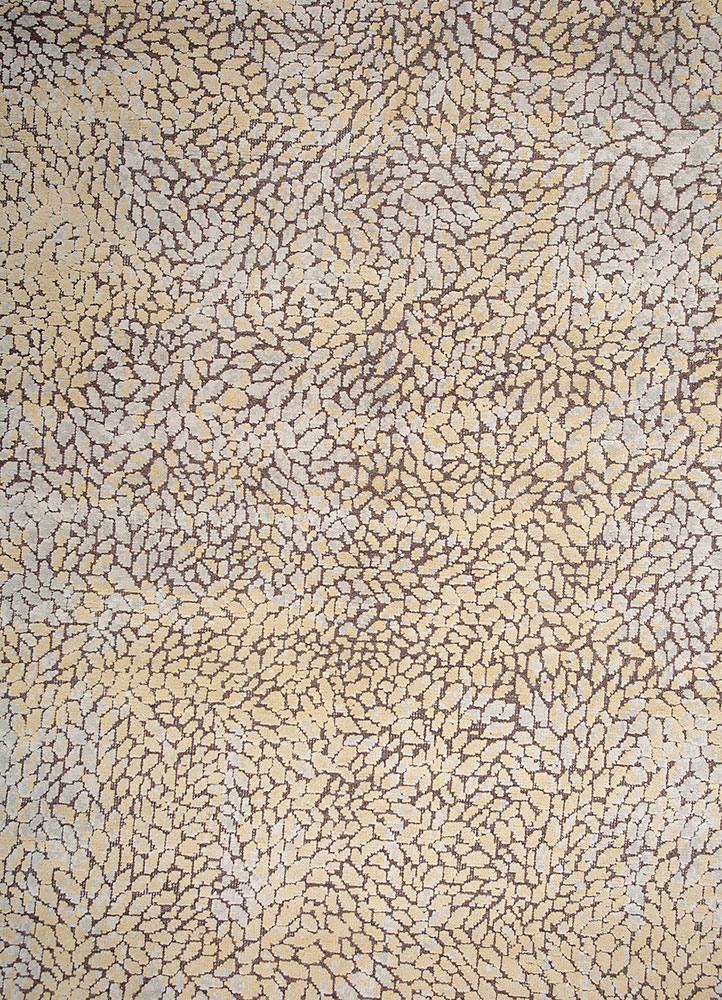 unstring by kavi grey and black wool and bamboo silk hand knotted Rug - CloseUp