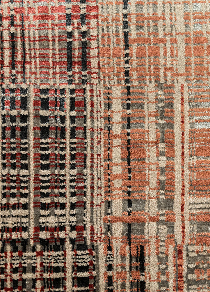 unstring by kavi ivory wool and bamboo silk hand knotted Rug - CloseUp