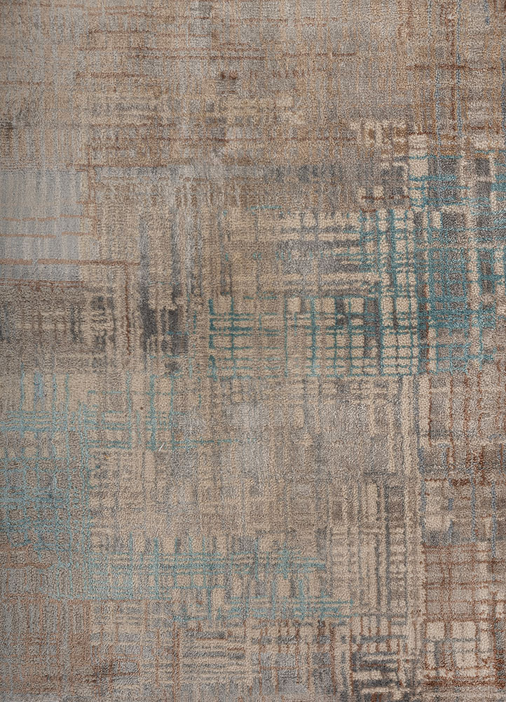 unstring by kavi ivory wool and bamboo silk hand knotted Rug - CloseUp