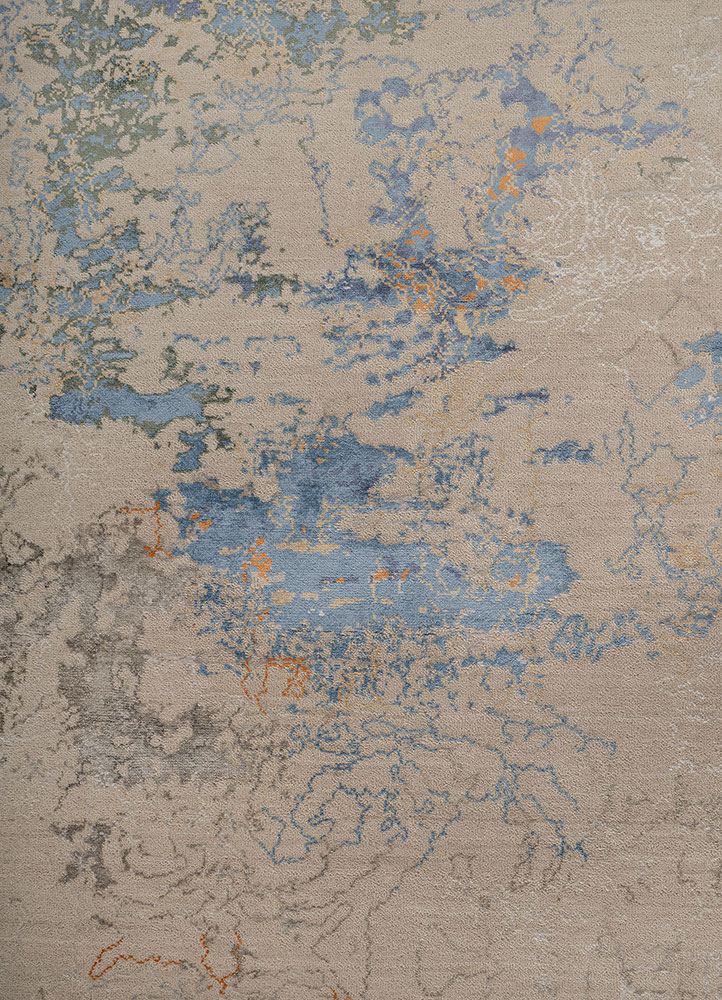aprezo ivory wool and bamboo silk hand knotted Rug - CloseUp