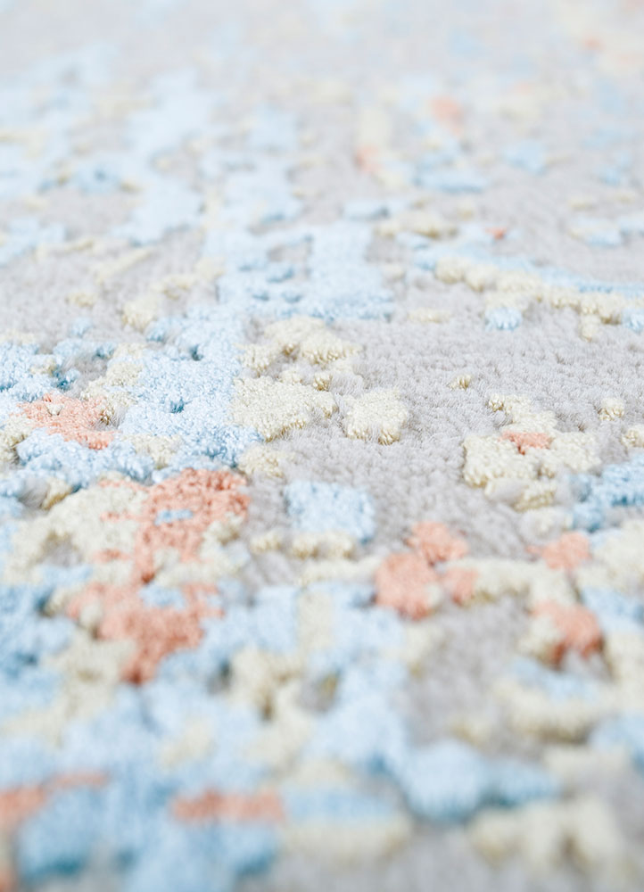 unstring by kavi beige and brown wool and bamboo silk hand knotted Rug - CloseUp