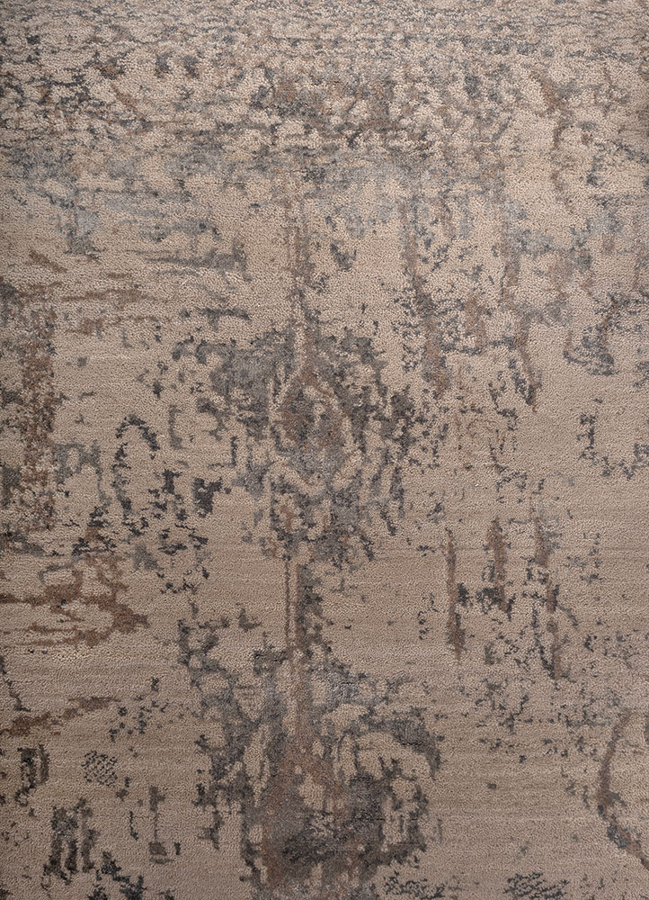 unstring by kavi ivory wool and bamboo silk hand knotted Rug - CloseUp
