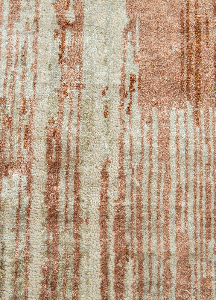 unstring by kavi ivory wool and bamboo silk hand knotted Rug - CloseUp